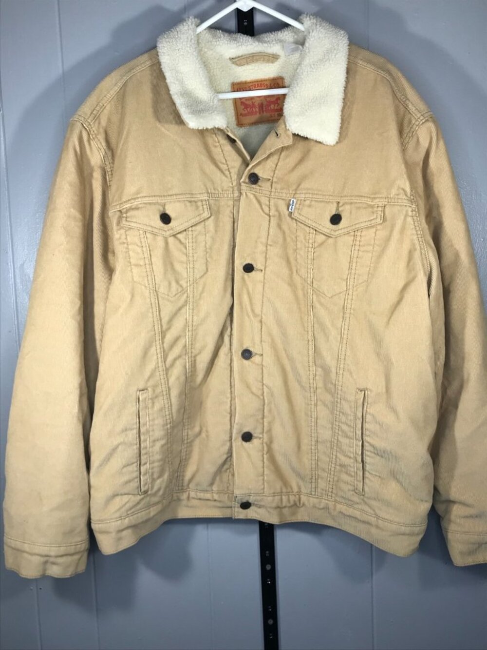 Levi's Trucker Tan Corduroy Sherpa Jacket Fleece Lined Men's XXL Western